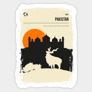 Pakistan Vintage Minimal Book Cover Markhor Travel Poster Sticker